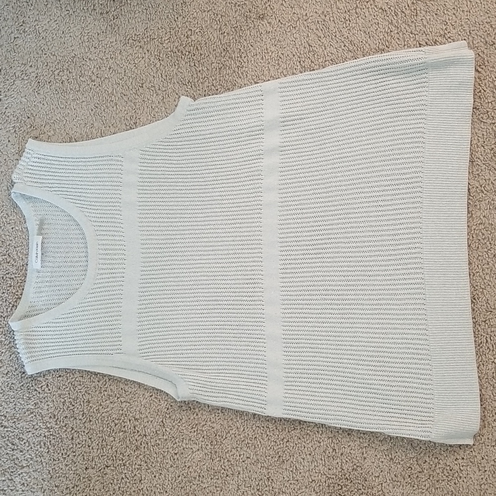 Calvin Klein Sheer Sleeveless Shimmery Metallic Casual Top